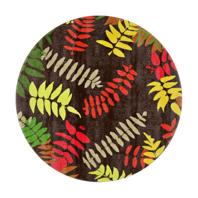 Autumn Leaves Pattern Art Cutting Board (Front)