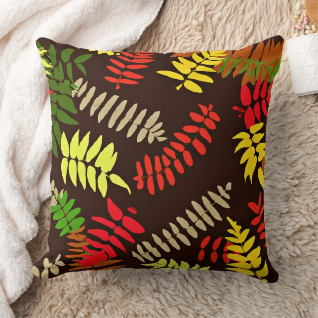 Autumn Leaves Pattern Art Throw Pillow (Blanket)