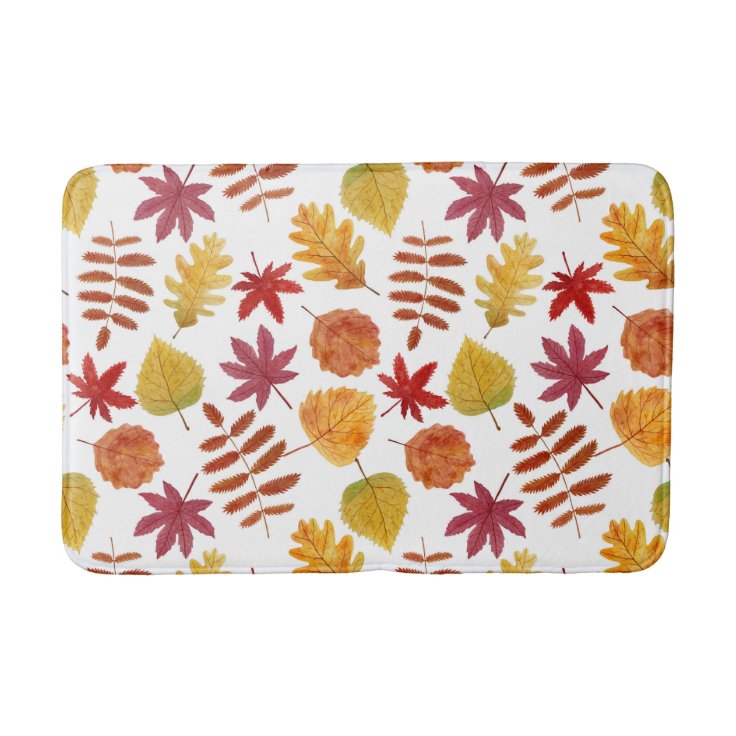 Autumn leaves pattern bath mat | Zazzle