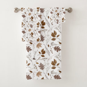 Autumn Leaves Pattern Bath Towel Set