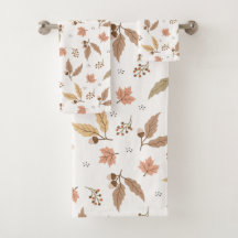 Autumn leaves pattern bath towel set
