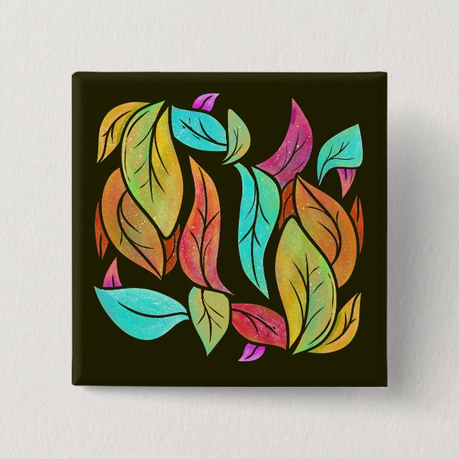 Autumn leaves pattern button (Front)