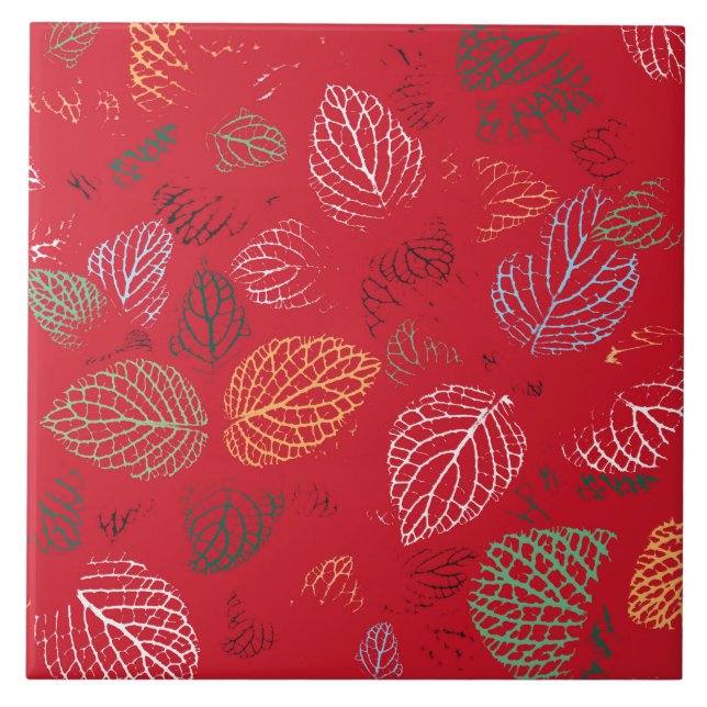Autumn, Leaves Pattern Ceramic Tile (Front)