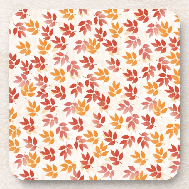 Autumn Leaves Pattern Drink Coaster (Front)