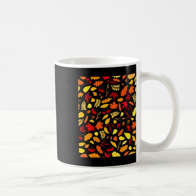 Autumn Leaves Pattern Fall Design Acorns Wheat  Coffee Mug (Right)