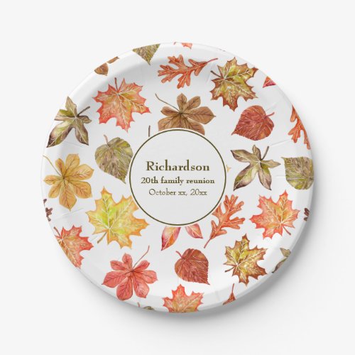 Autumn leaves pattern fall family reunion paper plates