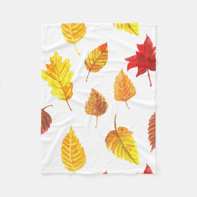 Autumn leaves pattern fleece blanket (Front)