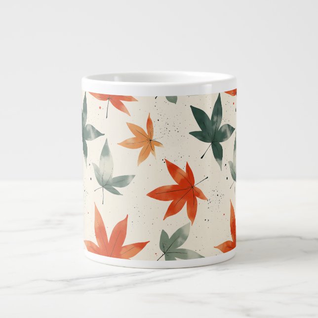 Autumn Leaves Pattern Giant Coffee Mug (Front)