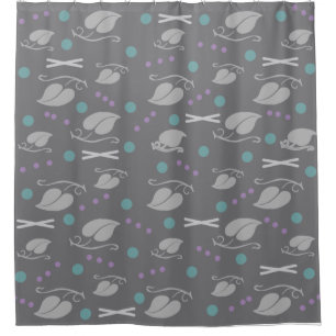 Autumn Leaves Pattern Gray Colorful Shower Curtain
