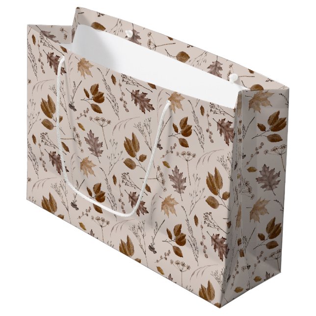 Autumn Leaves Pattern Large Gift Bag (Front Angled)