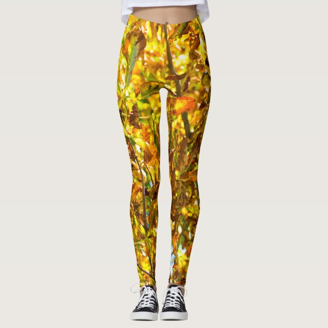 Autumn leaves pattern leggings (Front)