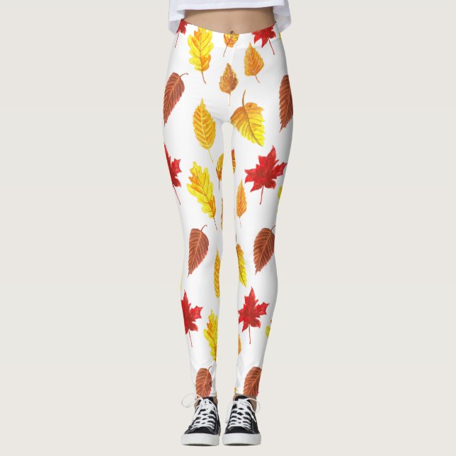 Autumn leaves pattern leggings (Front)