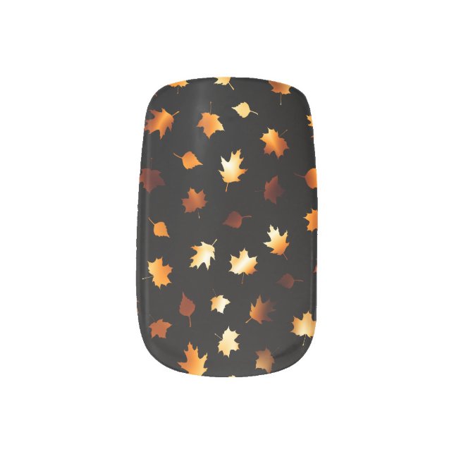 Autumn Leaves Pattern Minx Nail Wraps (Right Thumb)