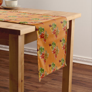 Autumn Leaves Pattern Orange Table Runner
