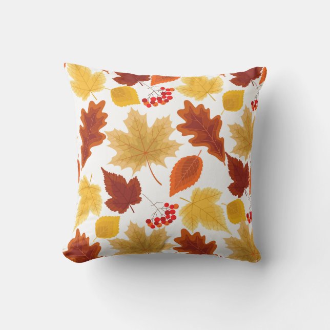 Autumn Leaves Pattern Outdoor Pillow (Front)