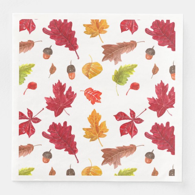 Autumn leaves pattern paper dinner napkins (Front)