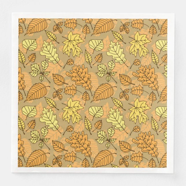 Autumn leaves pattern paper dinner napkins (Front)