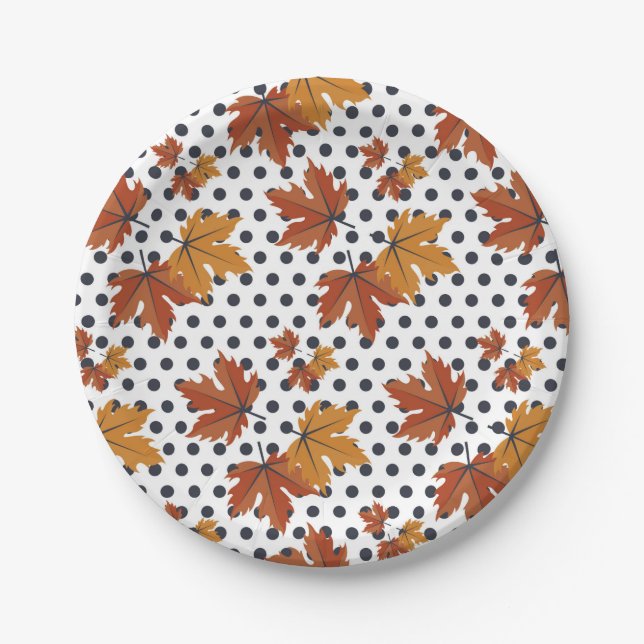 Autumn Leaves Pattern Paper Plates (Front)