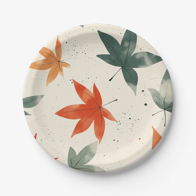 Autumn Leaves Pattern Paper Plates (Front)