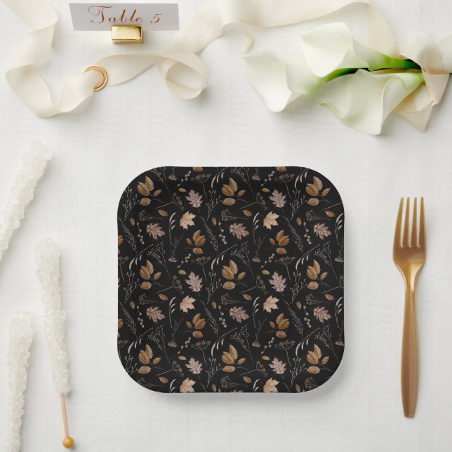 Autumn Leaves Pattern Paper Plates (Wedding)