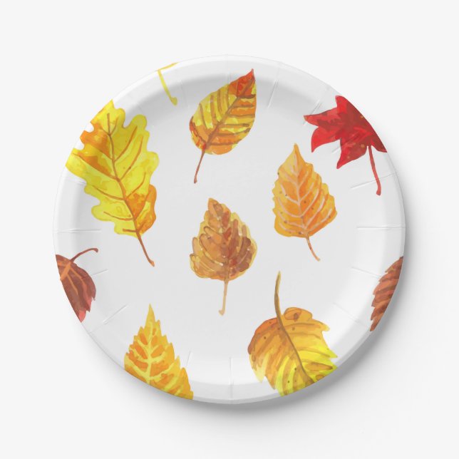 Autumn leaves pattern paper plates (Front)