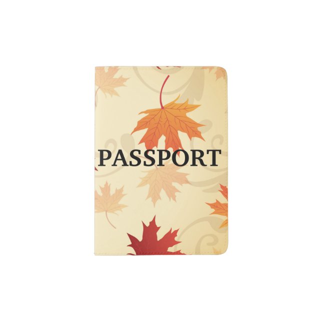 Autumn Leaves Pattern Passport Holder (Front)