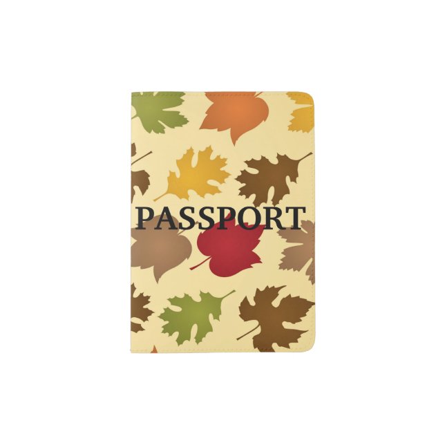 Autumn Leaves Pattern Passport Holder (Front)