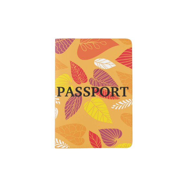 Autumn Leaves Pattern Passport Holder (Front)