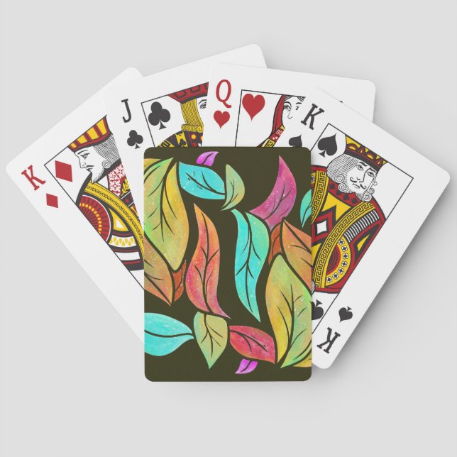 Autumn leaves pattern poker cards (Back)