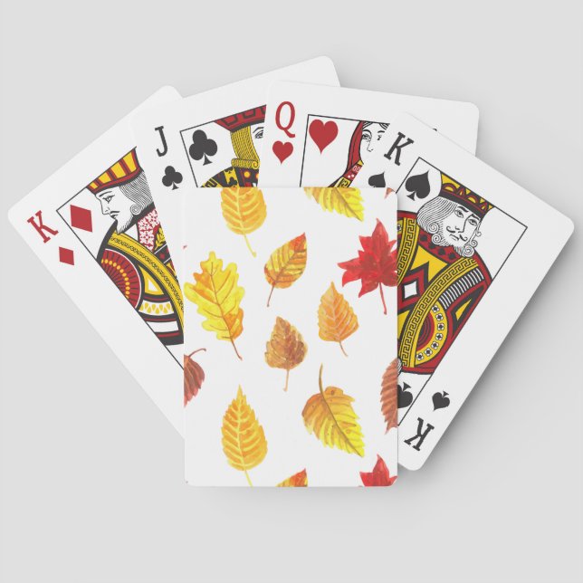 Autumn leaves pattern poker cards (Back)