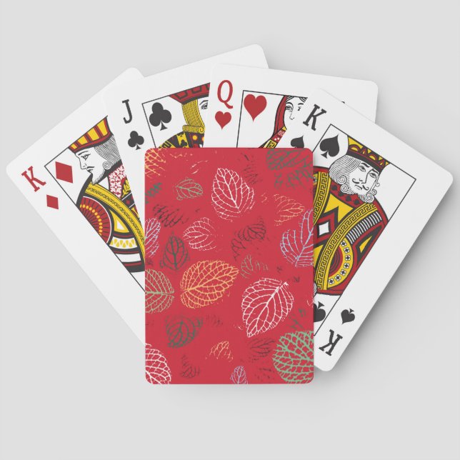 Autumn, Leaves Pattern Poker Cards (Back)