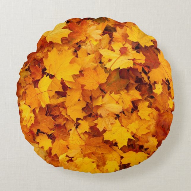 Autumn Leaves Pattern Round Pillow (Front)