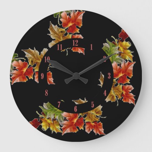 Autumn Leaves Pattern Round Wall Clock