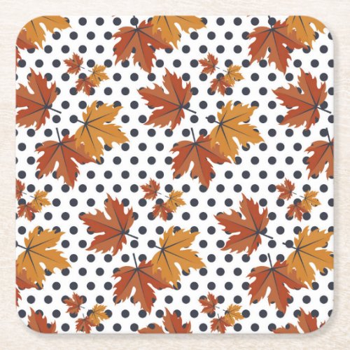 Autumn Leaves Pattern Square Paper Coaster