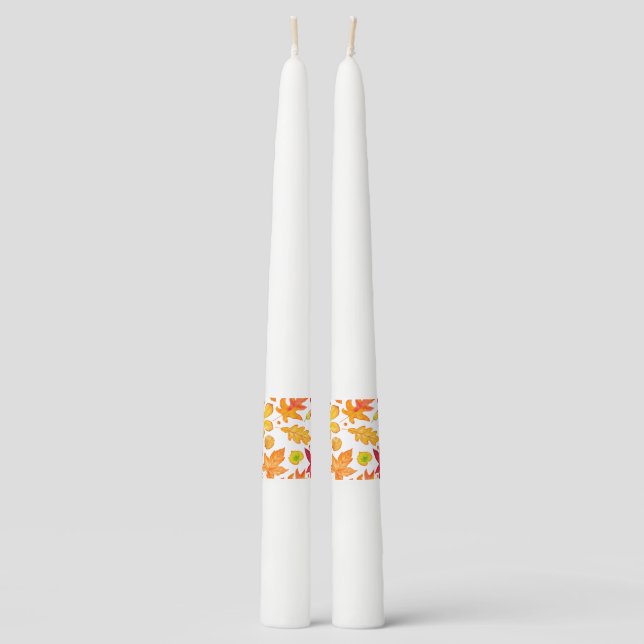 Autumn Leaves Pattern Taper Candle (Front)