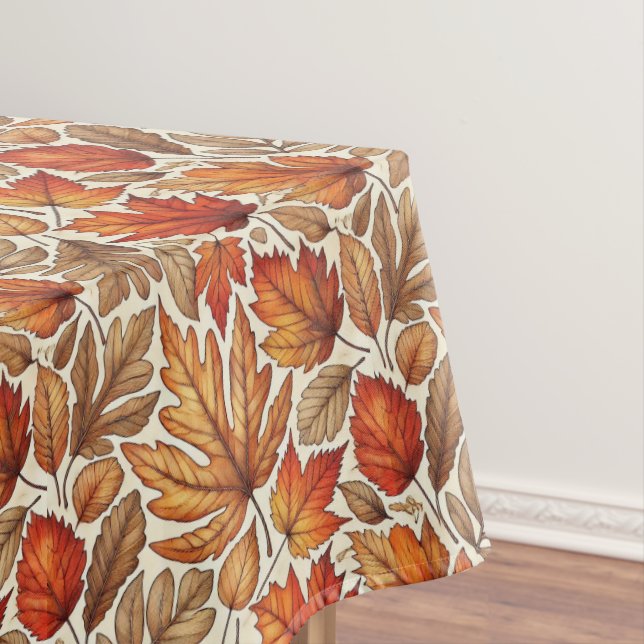 Autumn Leaves Pattern Thanksgiving Tablecloth (In Situ)