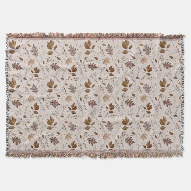 Autumn Leaves Pattern Throw Blanket (Front)