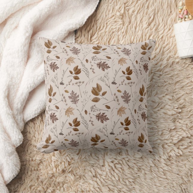 Autumn Leaves Pattern Throw Pillow (Blanket)
