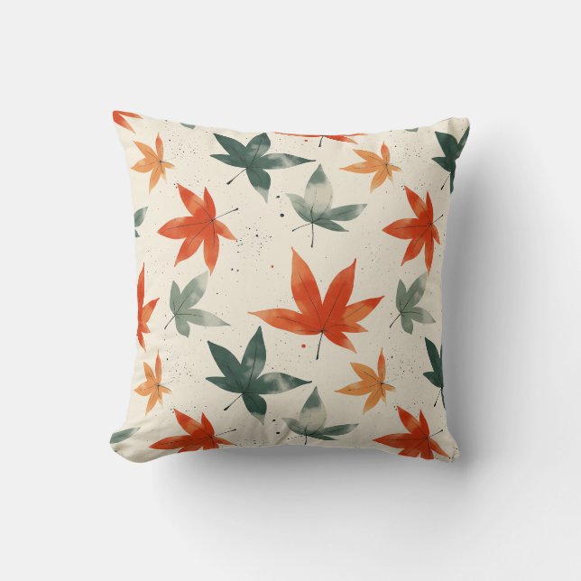 Autumn Leaves Pattern Throw Pillow (Front)