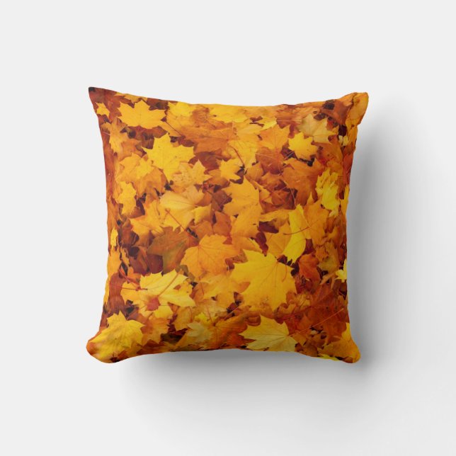 Autumn Leaves Pattern Throw Pillow (Front)