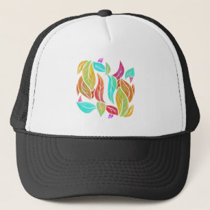 Autumn leaves pattern trucker hat