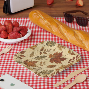 Autumn Leaves Pattern – Vintage Fall Botanical Paper Plates