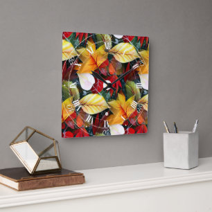Autumn Leaves Pattern Wall Decor Clock