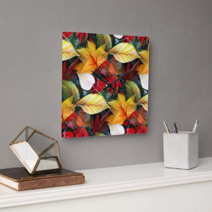 Autumn Leaves Pattern Wall Decor Clock