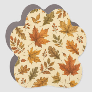 Autumn Leaves Pattern Watercolor Fall Foliage Car Magnet
