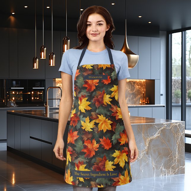 Autumn Leaves Pattern with Personalized Touch  Apron (Creator Uploaded)