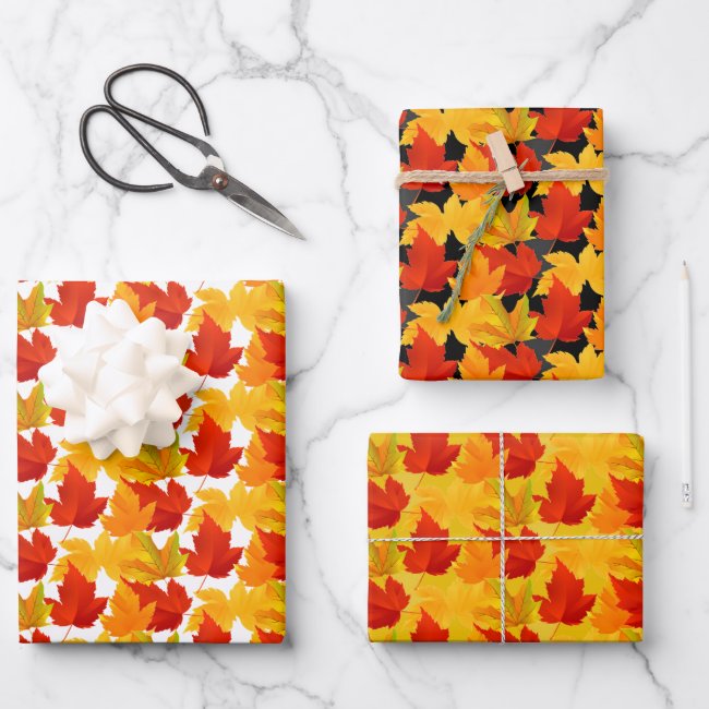 Autumn Leaves Pattern Wrapping Paper Sheets