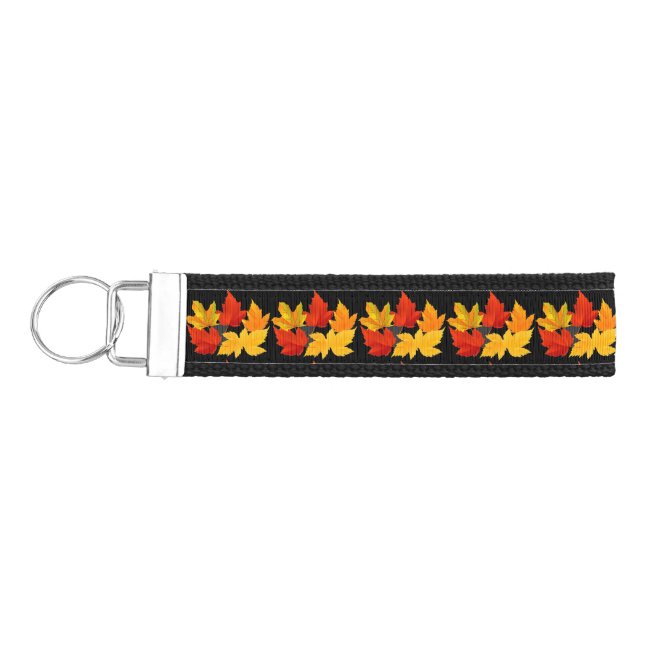 Autumn Leaves Pattern Wrist Keychain