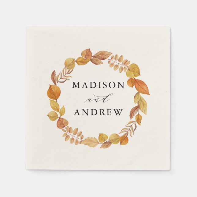 Autumn Leaves | Personalized Wedding Napkins (Front)
