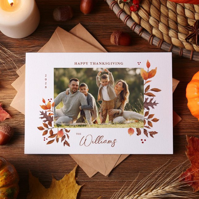 Autumn Leaves Photo Holiday Card (Creator Uploaded)